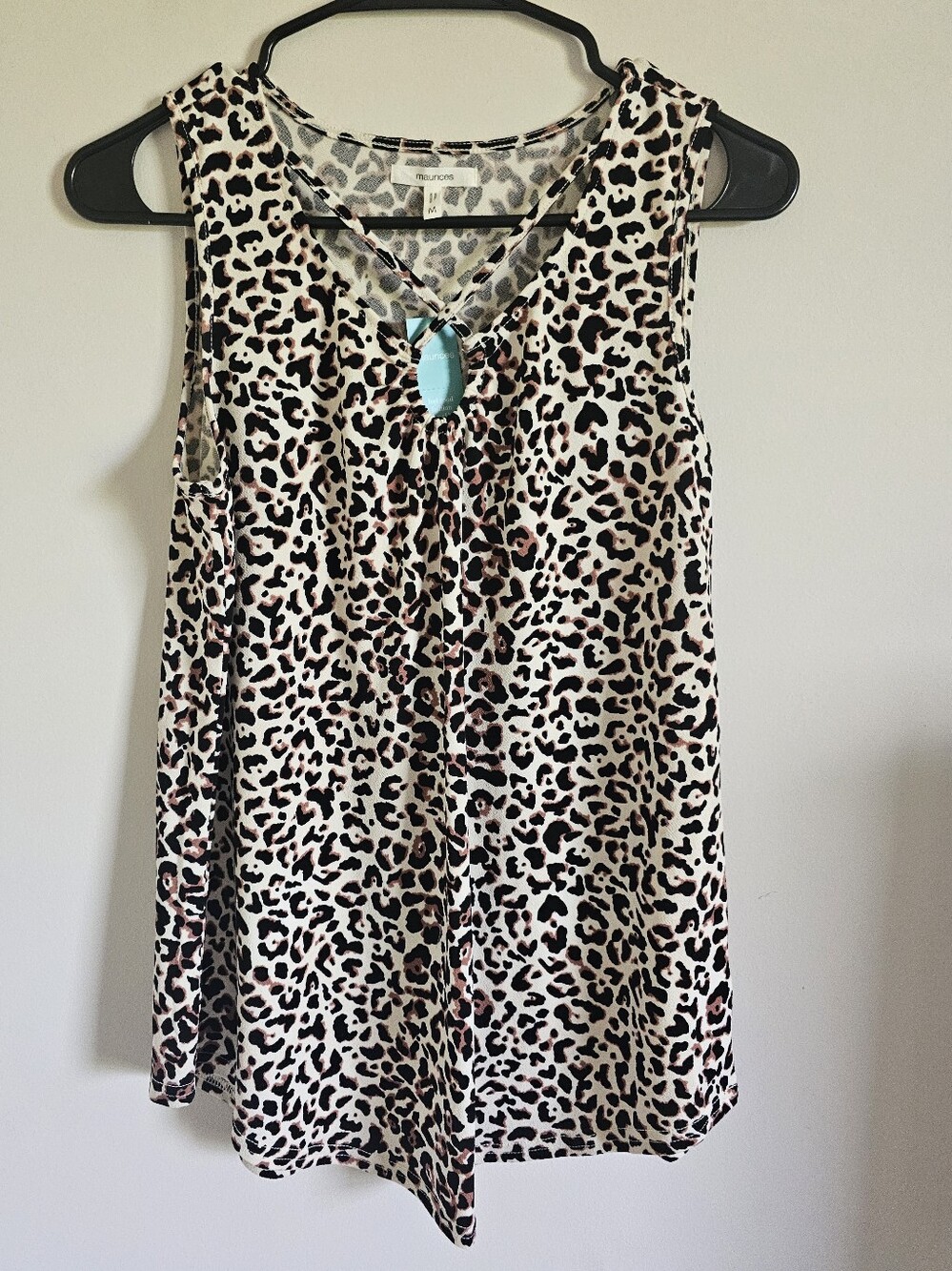 Maurices Cream and Black Leopard Tank with Keyhole